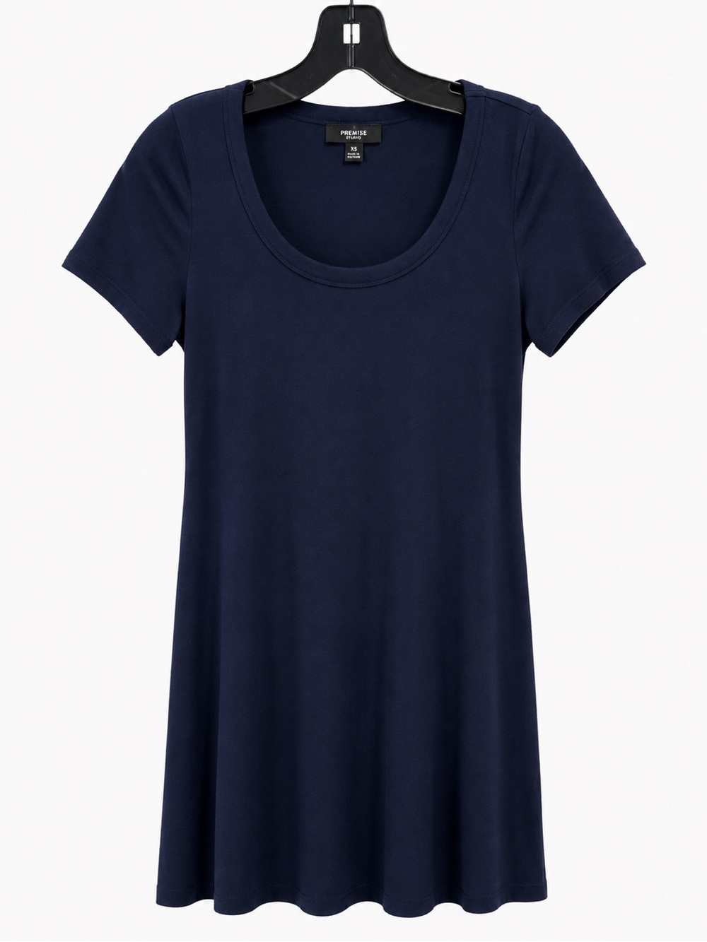 Premise Essentials Navy Blue Stretch Short Sleeve T-Shirt Dress – Size XS